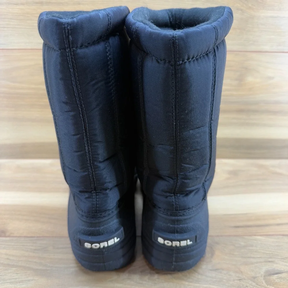 Sorel Snow Commander Youth Kids Boots Size 6 Black Duck Nylon Insulated Snow